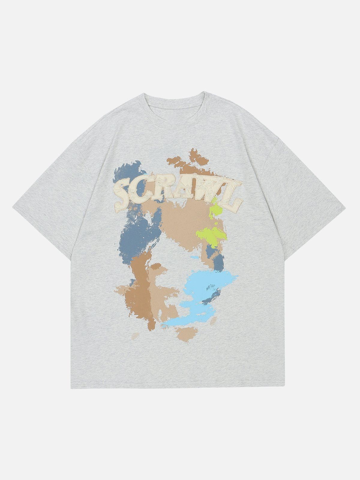 T-Shirt mit Applikationsstickerei und Pigmentdruck 