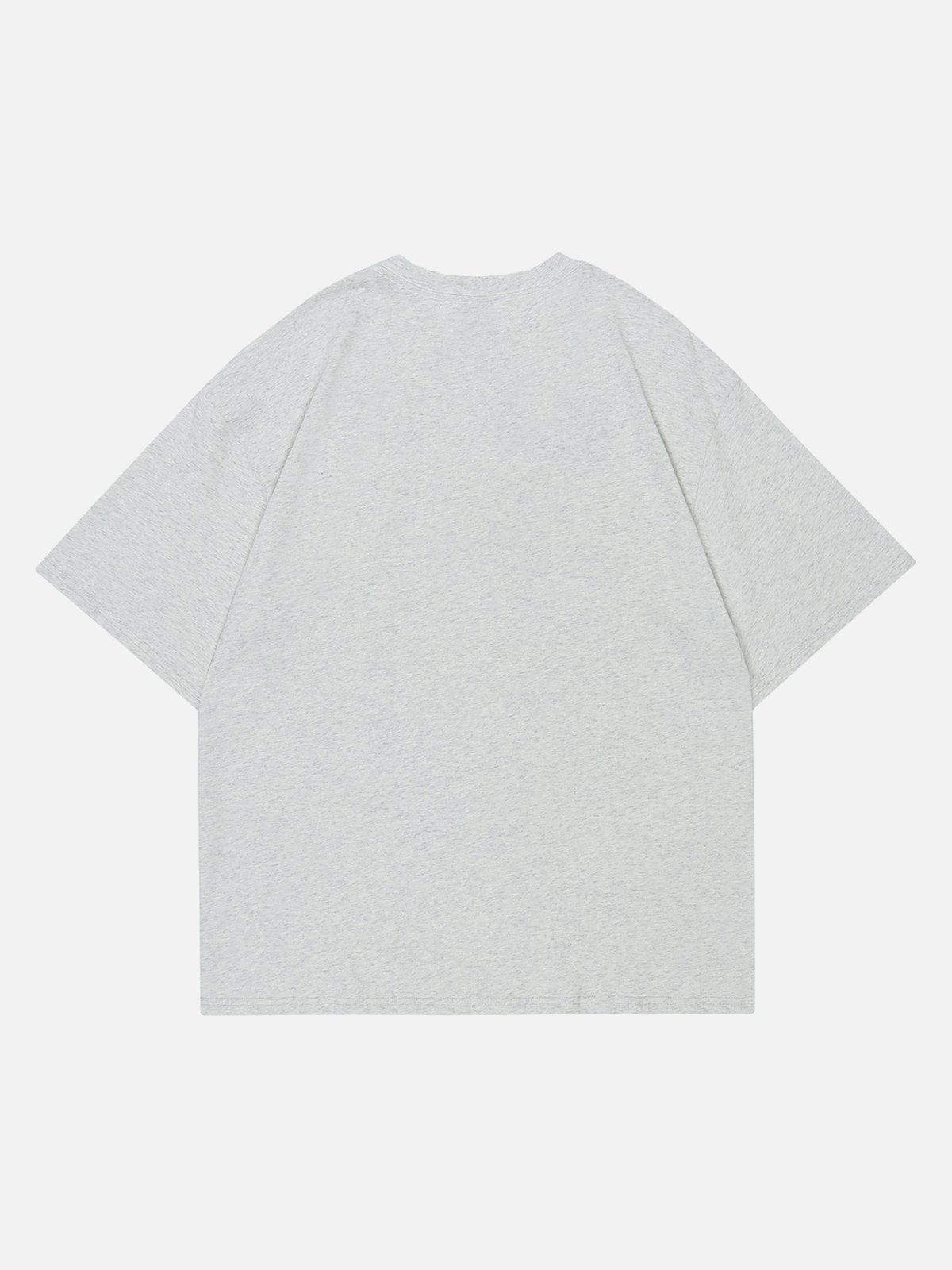 T-Shirt mit Applikationsstickerei und Pigmentdruck 