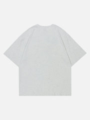 T-Shirt mit Applikationsstickerei und Pigmentdruck 