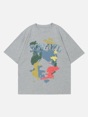 T-Shirt mit Applikationsstickerei und Pigmentdruck 