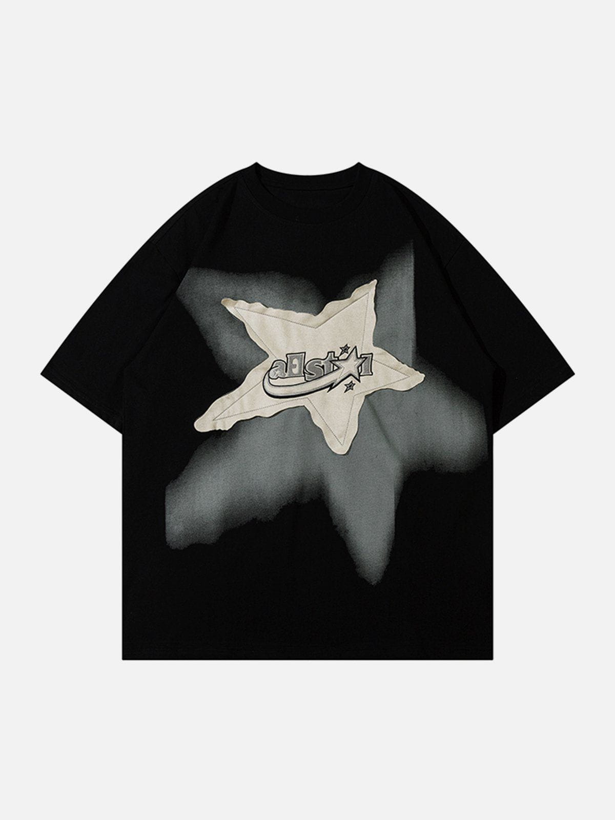 T-Shirt mit Stern-Stickerei und Applikation 