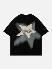 T-Shirt mit Stern-Stickerei und Applikation 