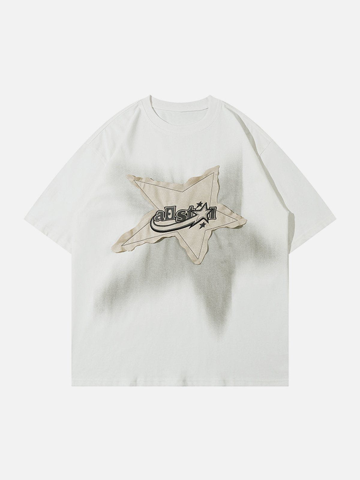 T-Shirt mit Stern-Stickerei und Applikation 