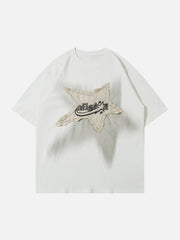 T-Shirt mit Stern-Stickerei und Applikation 