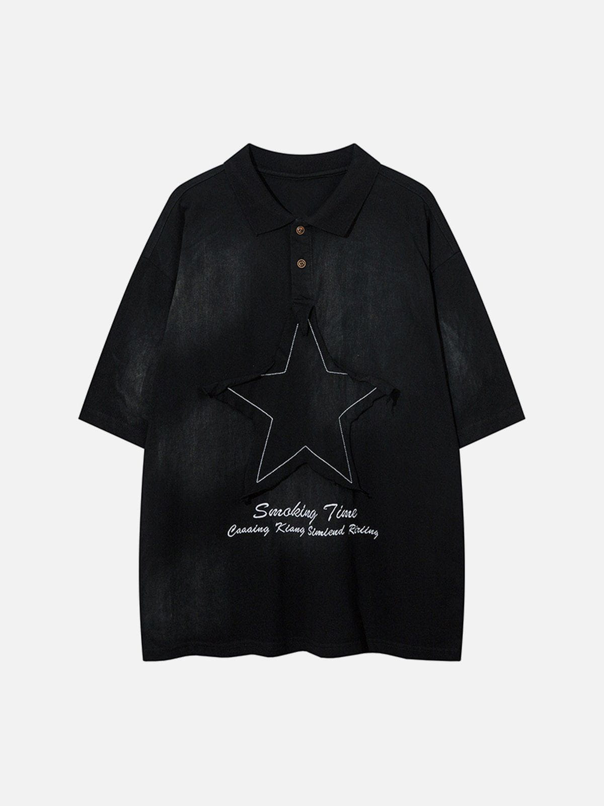 Applique Embroidery Star Washed Polo Tee