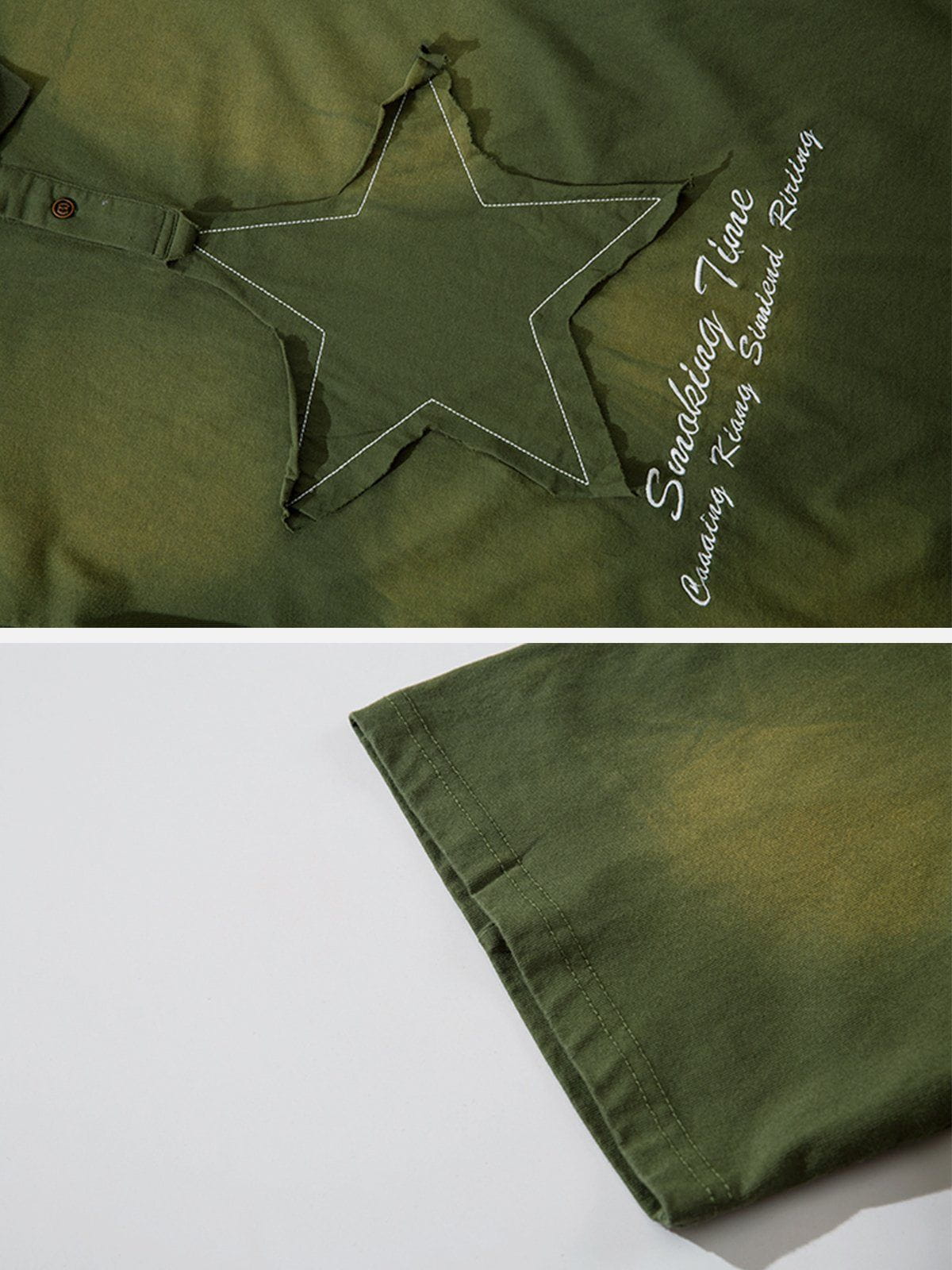 Applique Embroidery Star Washed Polo Tee