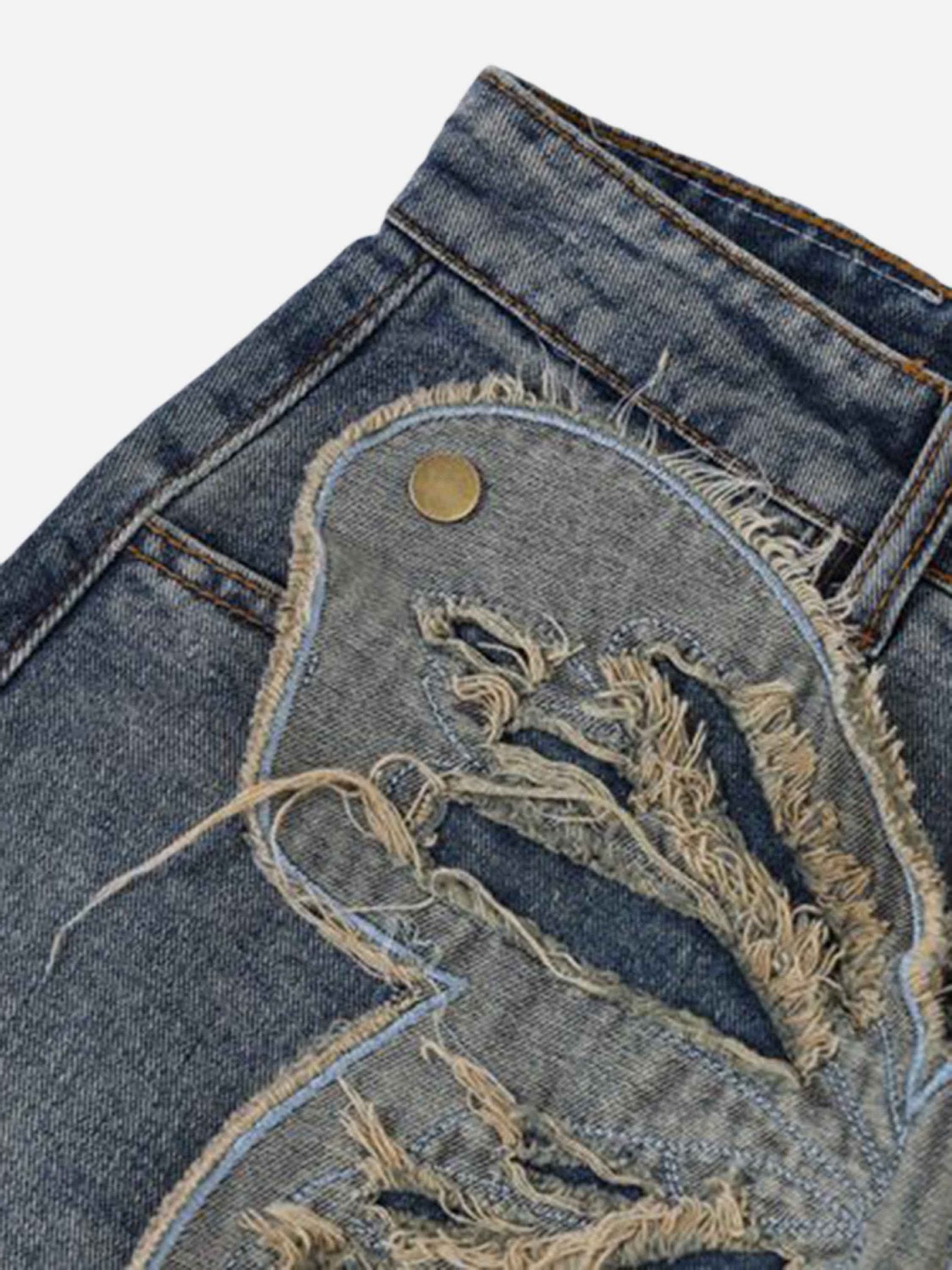 Appliqued Butterfly Embroidered Jeans