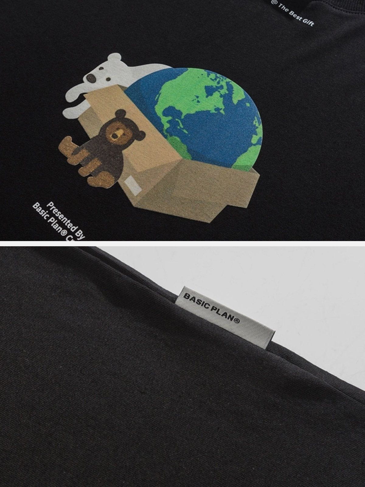 Bear Gift Earth Print Tee