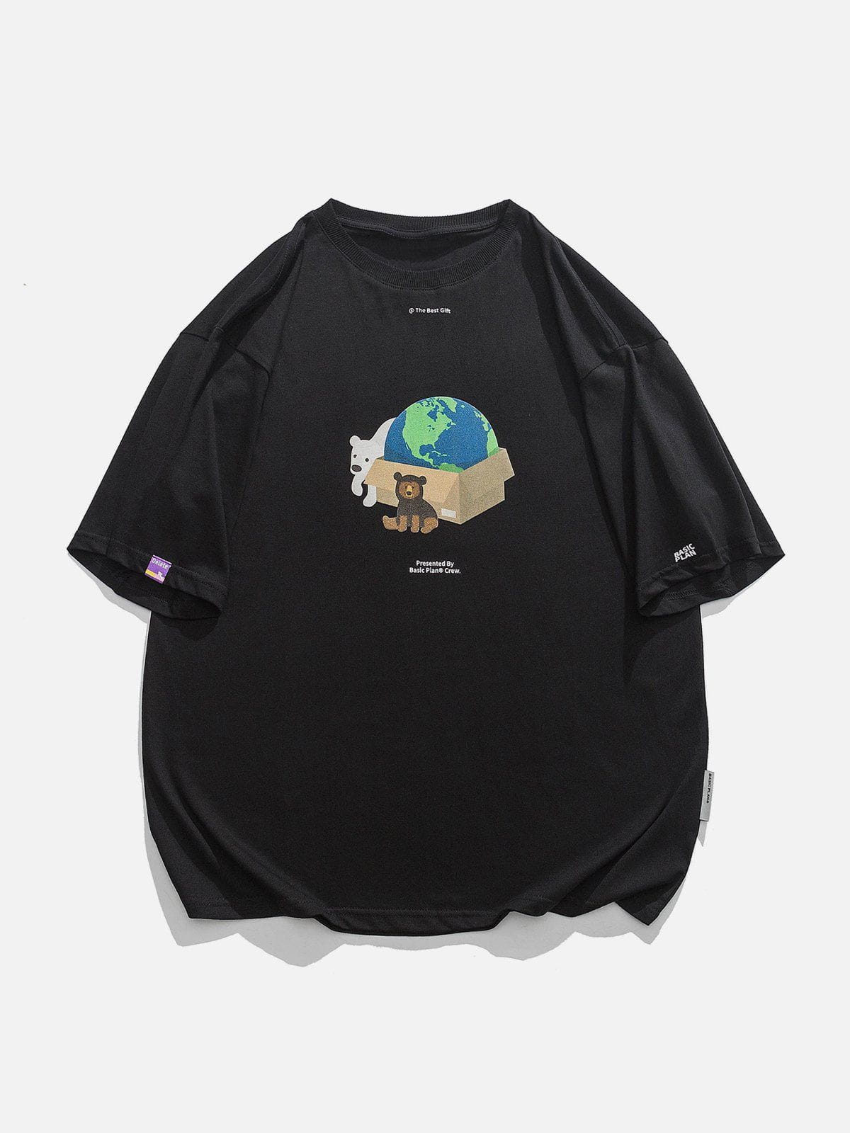 Bear Gift Earth Print Tee