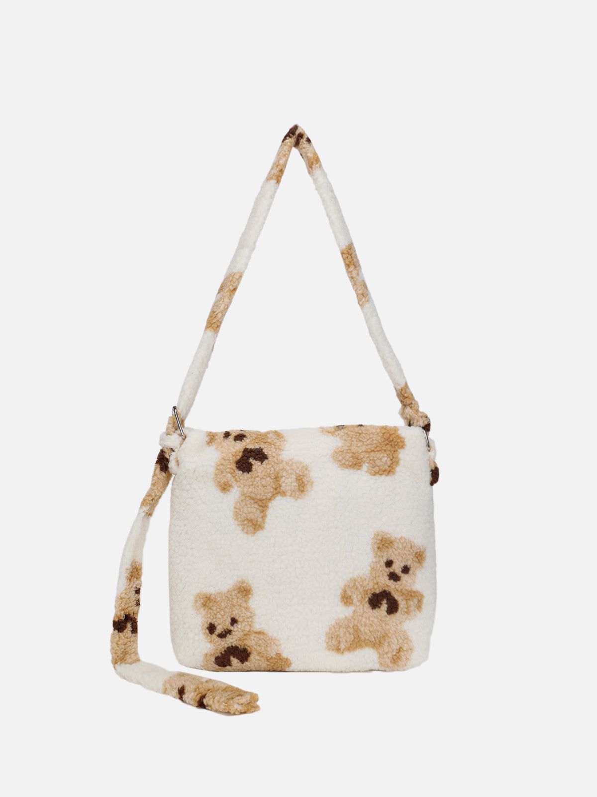 Bear Print Sherpa Shoulder Bag