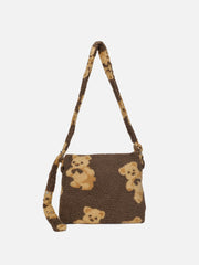 Bear Print Sherpa Shoulder Bag