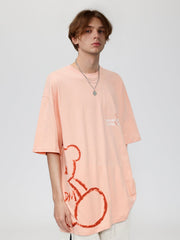 Bear Stick Figure Print Cotton Tee