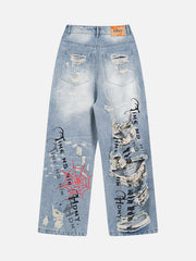 Beautiful And Trendy Personalized Cut Hand-printed Jeans