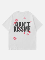 Blow Kisses Print Distressed Tee