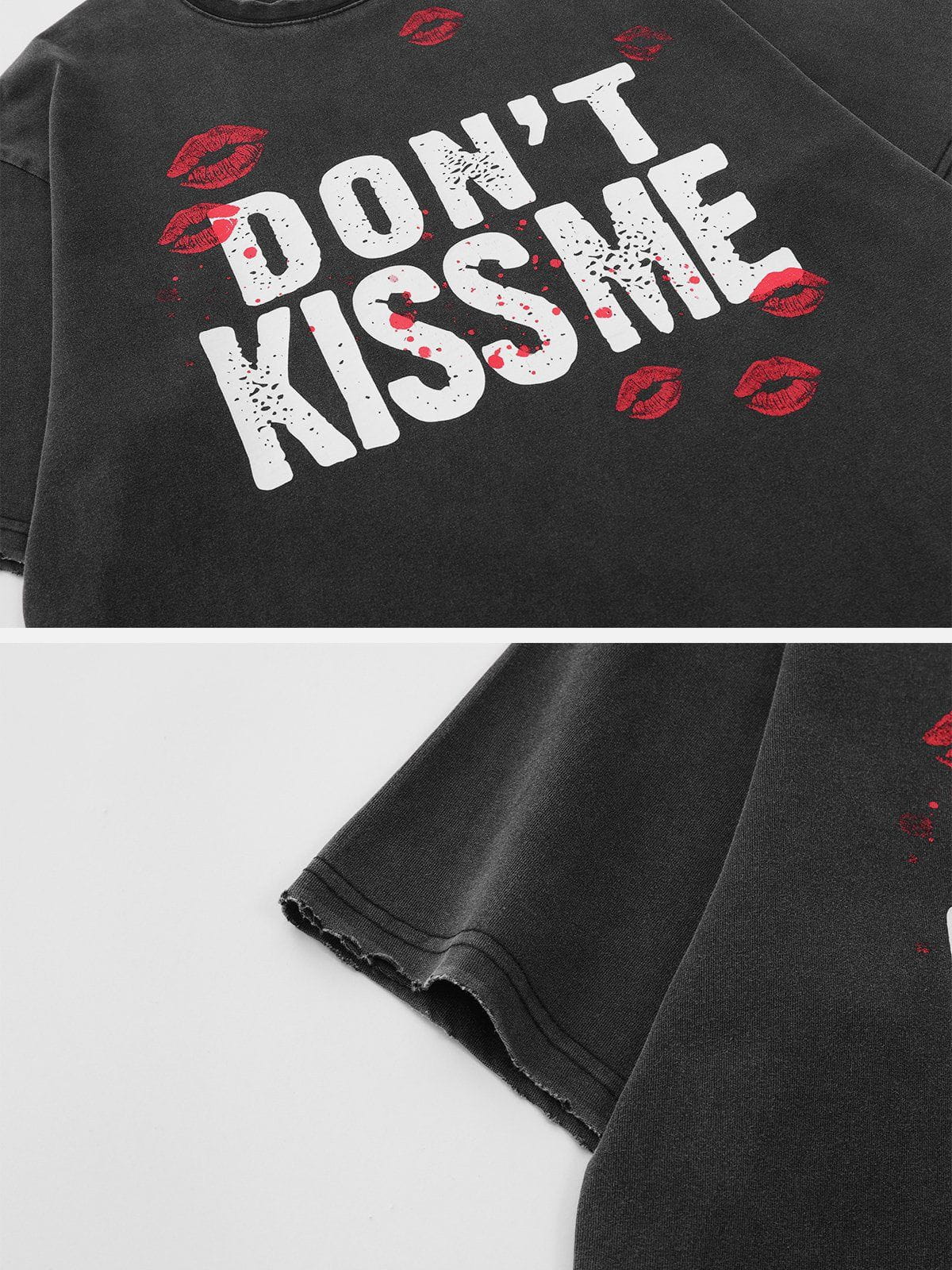 Blow Kisses Print Distressed Tee