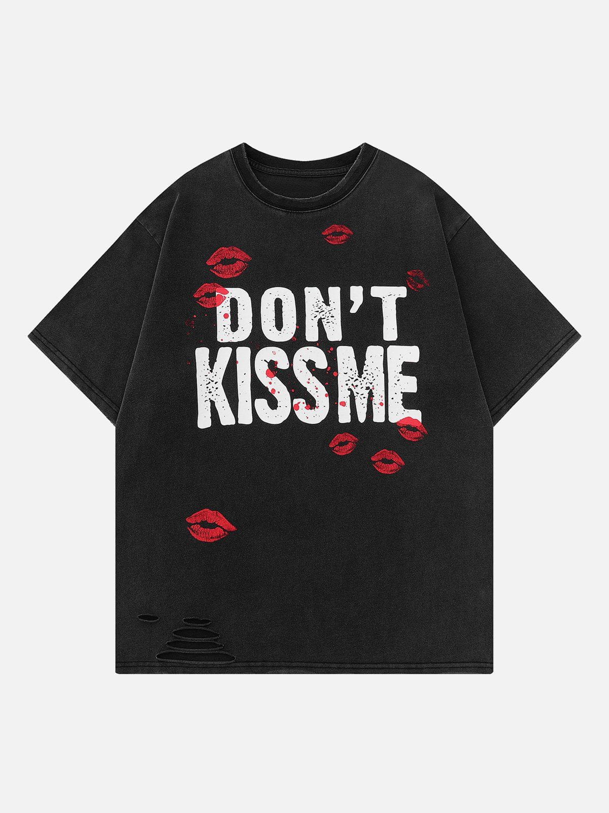 Blow Kisses Print Distressed Tee