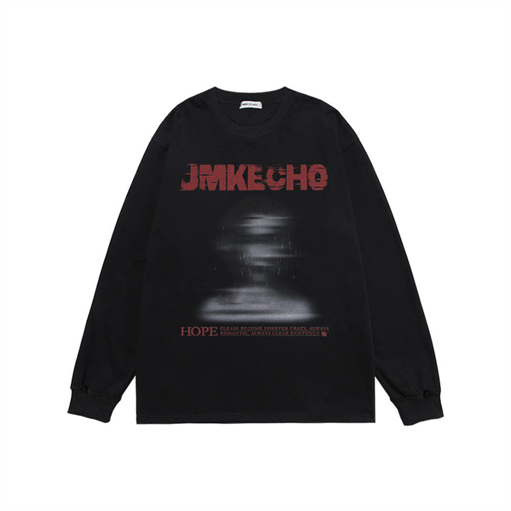 Blurred Silhouette Print Long Sleeve T-shirt