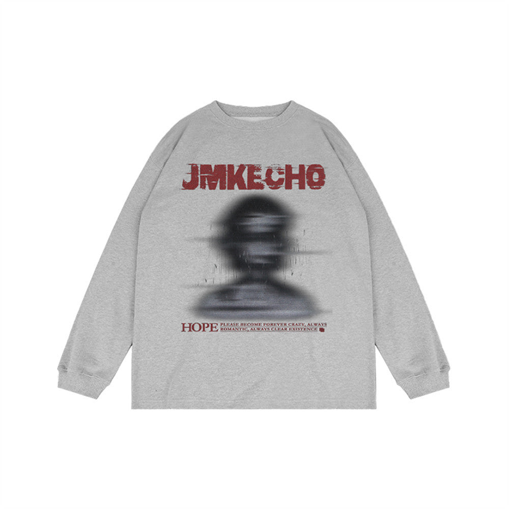 Blurred Silhouette Print Long Sleeve T-shirt