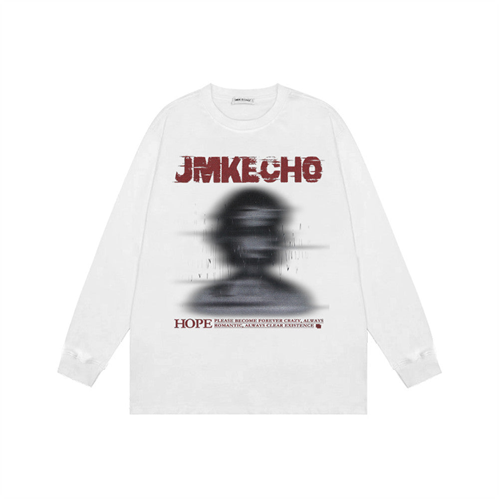 Blurred Silhouette Print Long Sleeve T-shirt