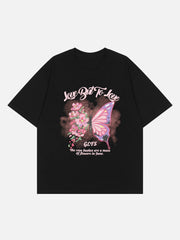 Butterflies Flowers Print Tee