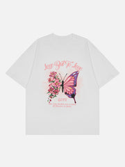 Butterflies Flowers Print Tee