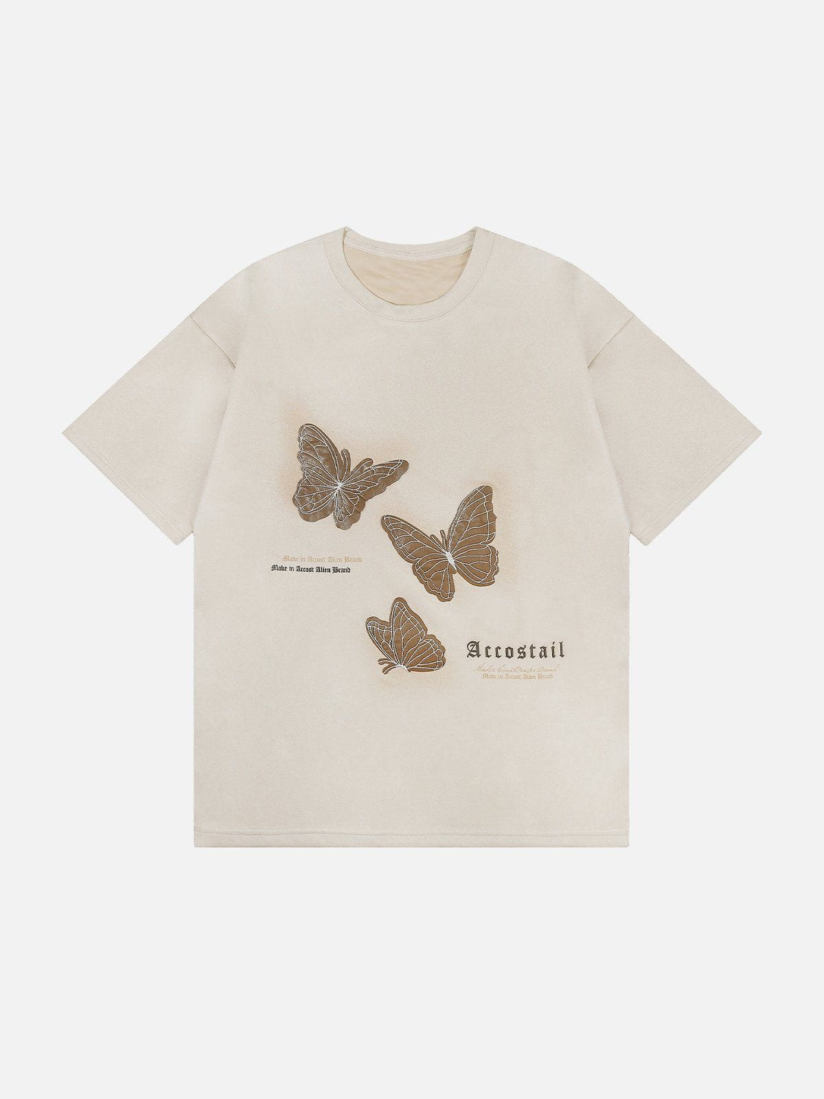 Butterfly Applique Embroidery Suede Tee