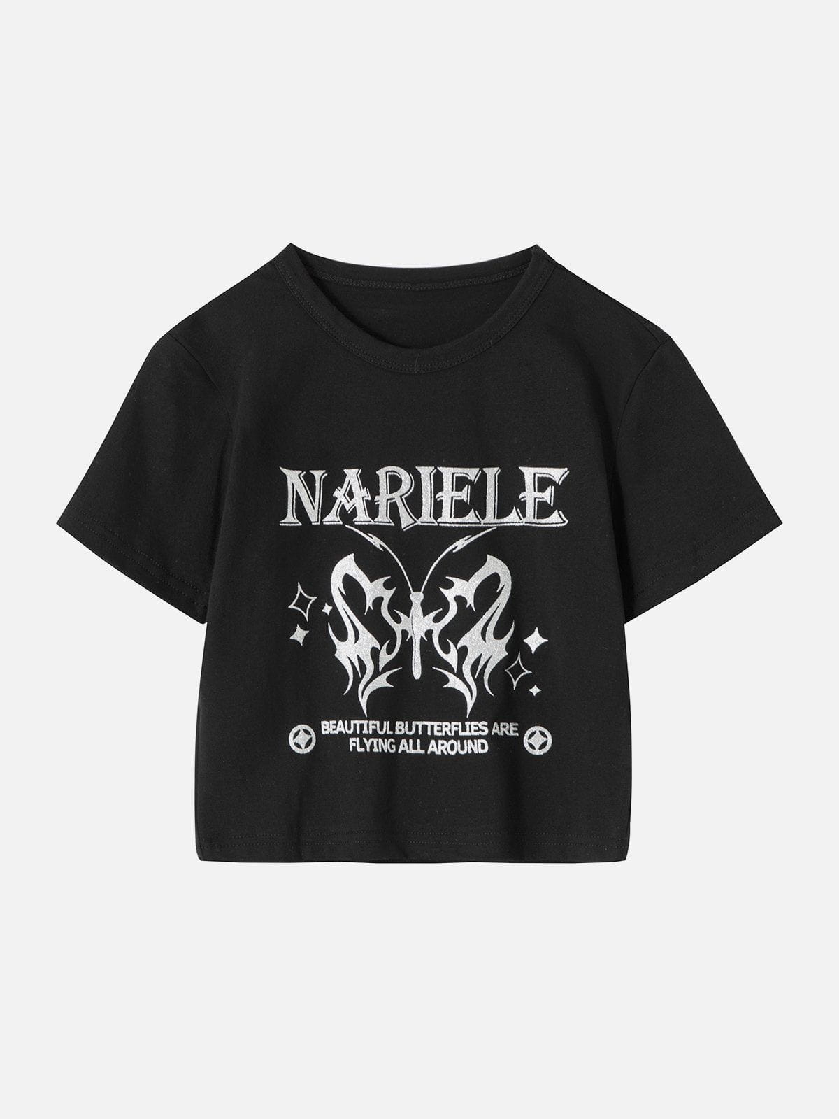 Butterfly Letter Print Regular Tee