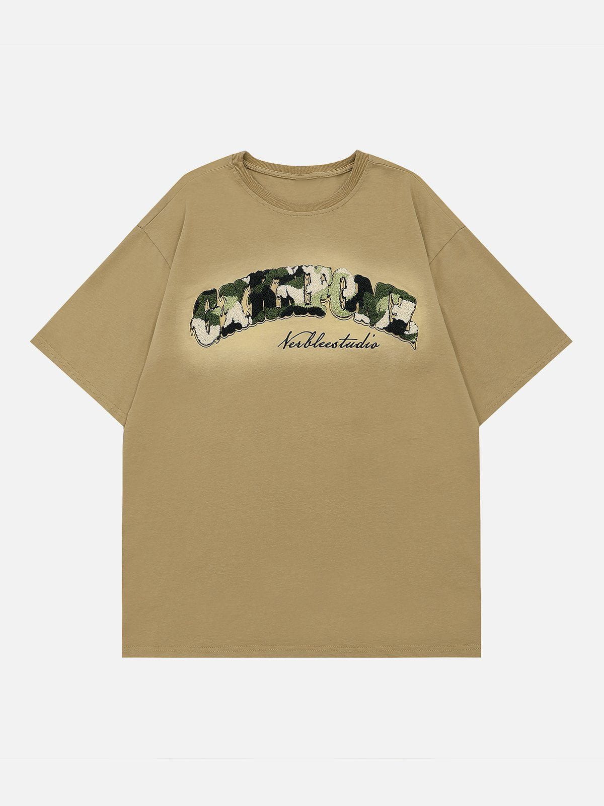 Camouflage Flocked Letter Cotton Tee