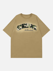 Camouflage Flocked Letter Cotton Tee