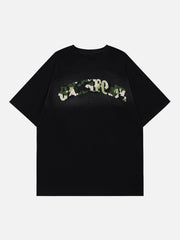 Camouflage Flocked Letter Cotton Tee