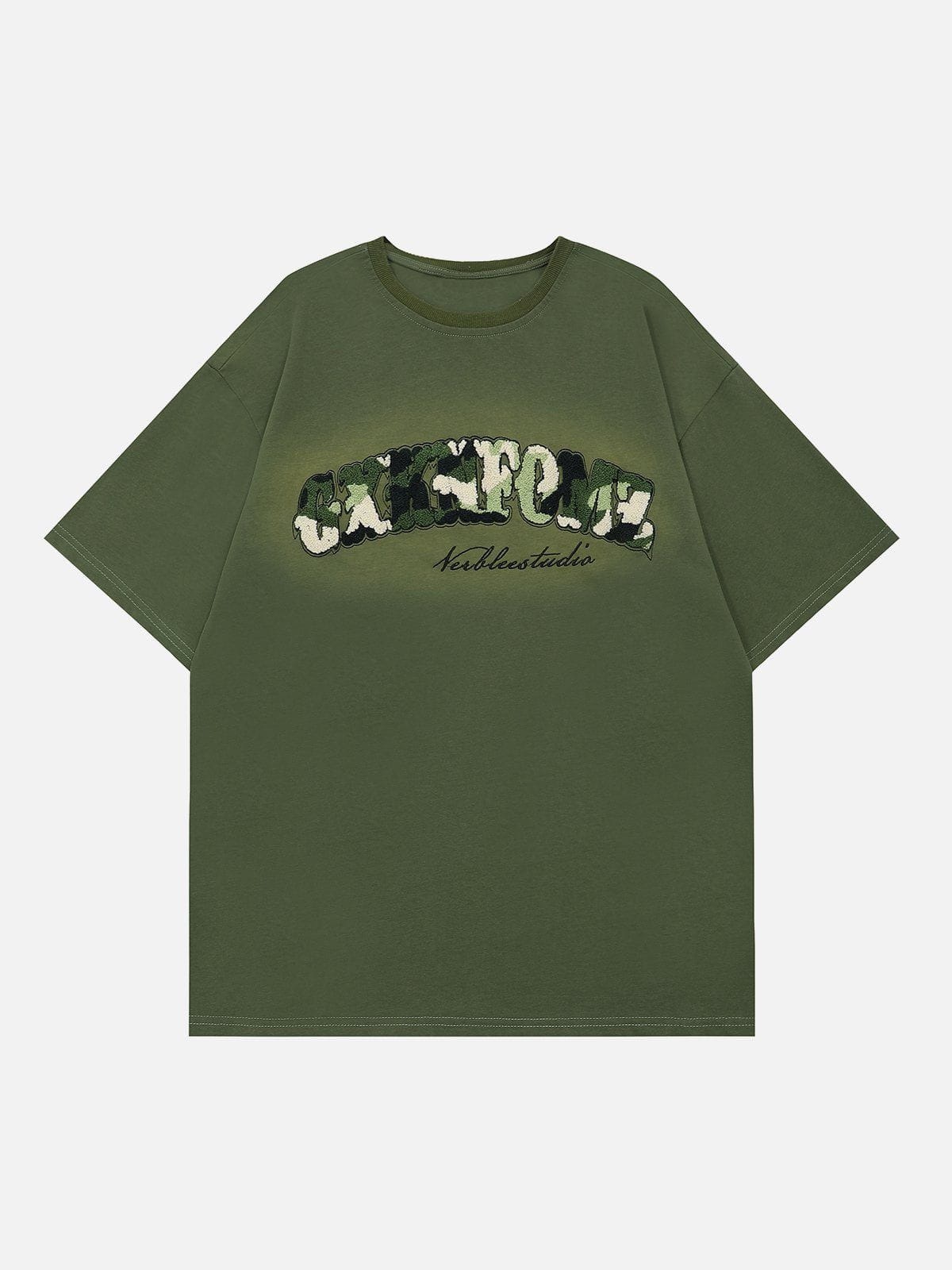 Camouflage Flocked Letter Cotton Tee