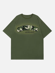 Camouflage Flocked Letter Cotton Tee