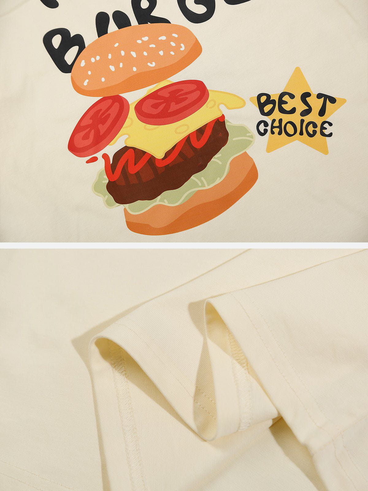 Cartoon Burger Print Tee