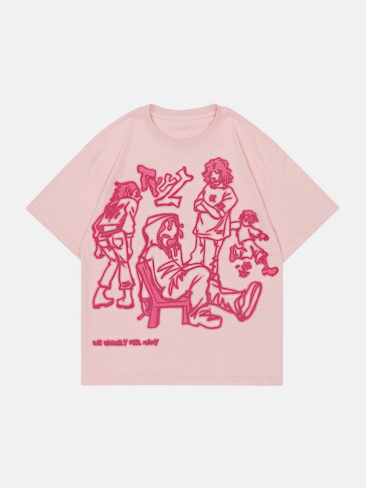 Cartoon Line Character Print Tee