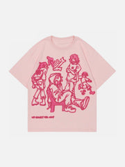 Cartoon Line Character Print Tee