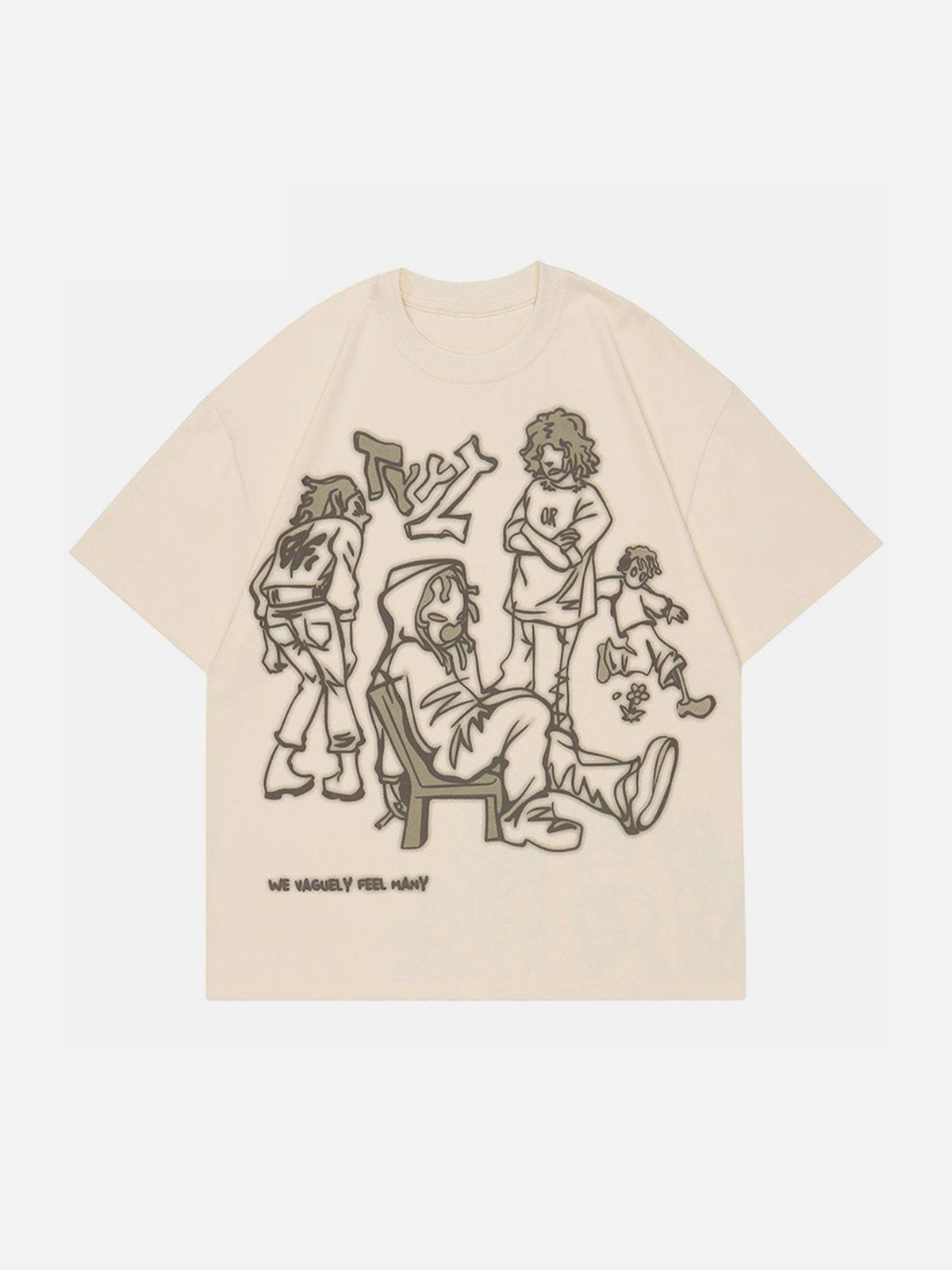 Cartoon Line Character Print Tee