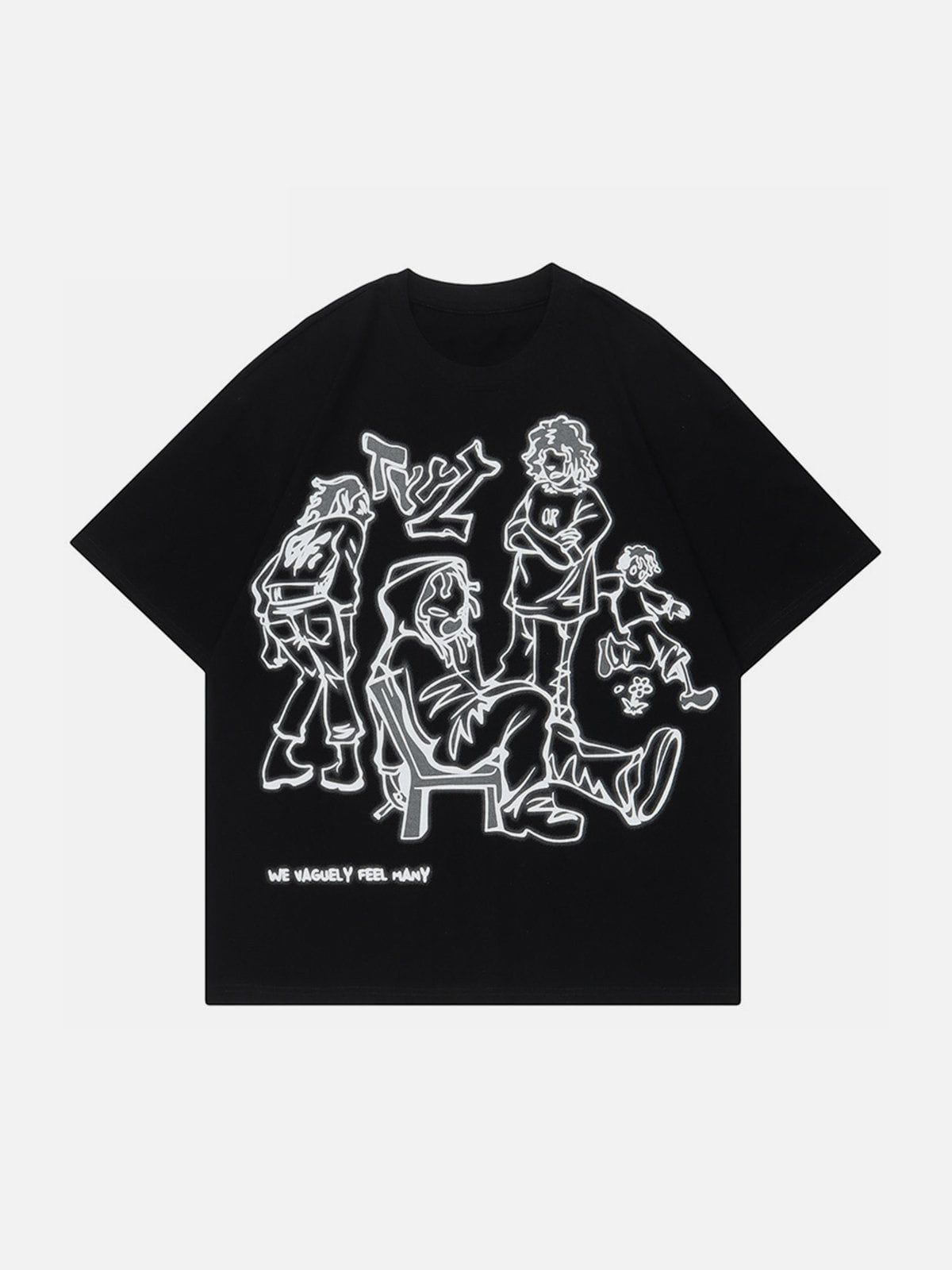 Cartoon Line Character Print Tee