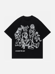 Cartoon Line Character Print Tee