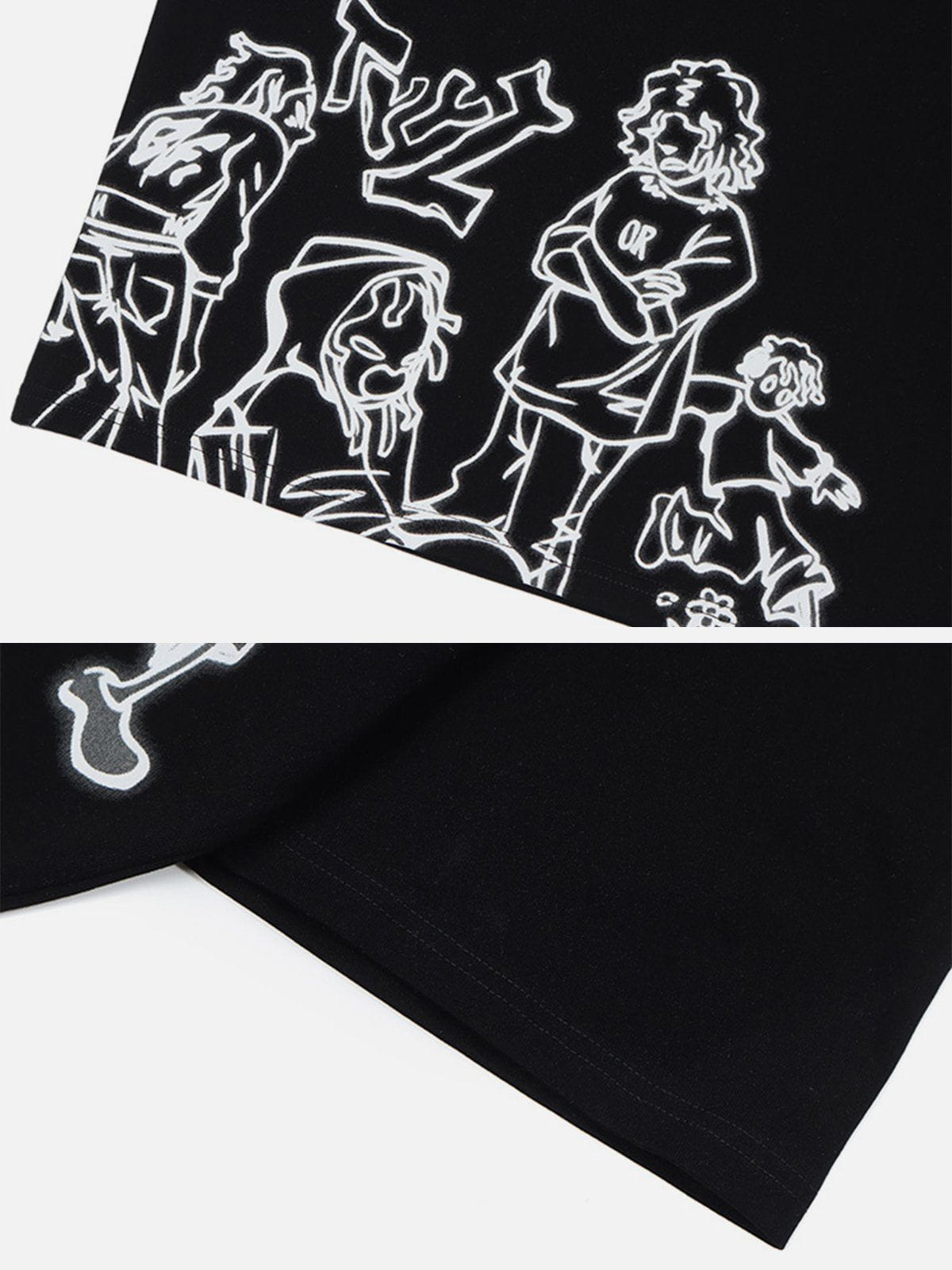 Cartoon Line Character Print Tee