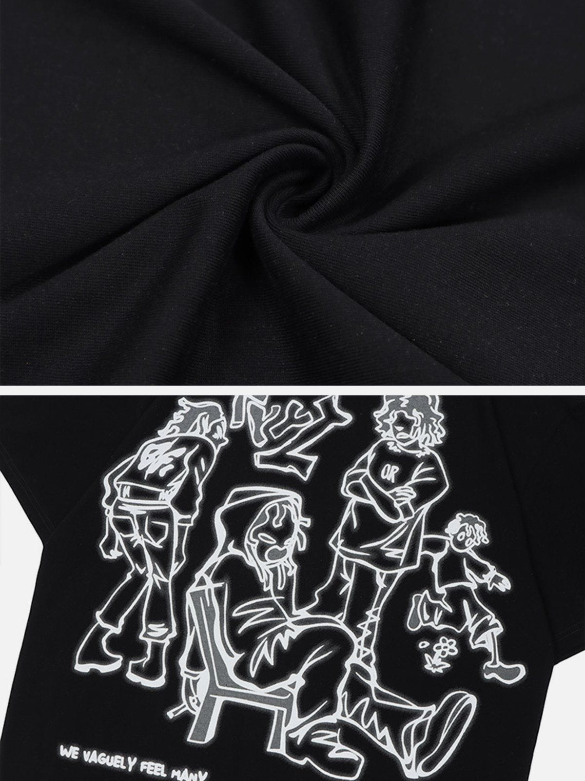 Cartoon Line Character Print Tee