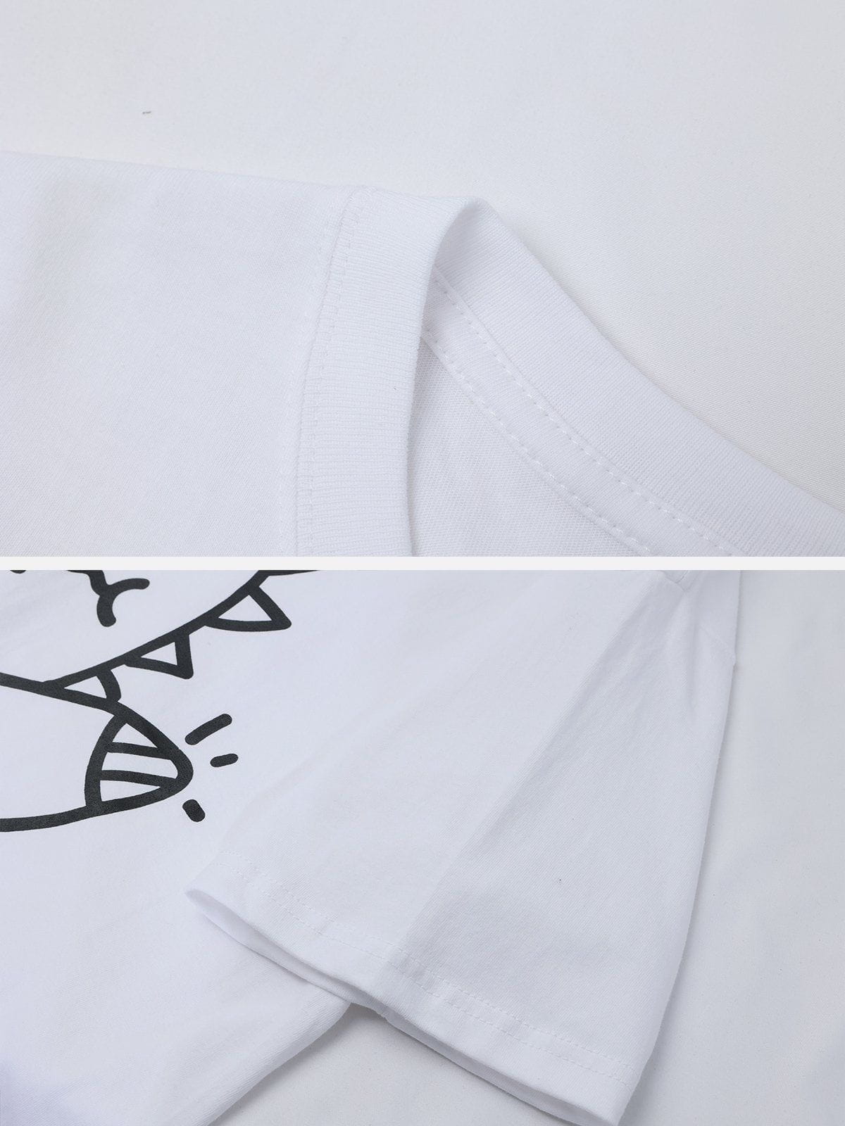 Cartoon Line Dinosaur Print Tee