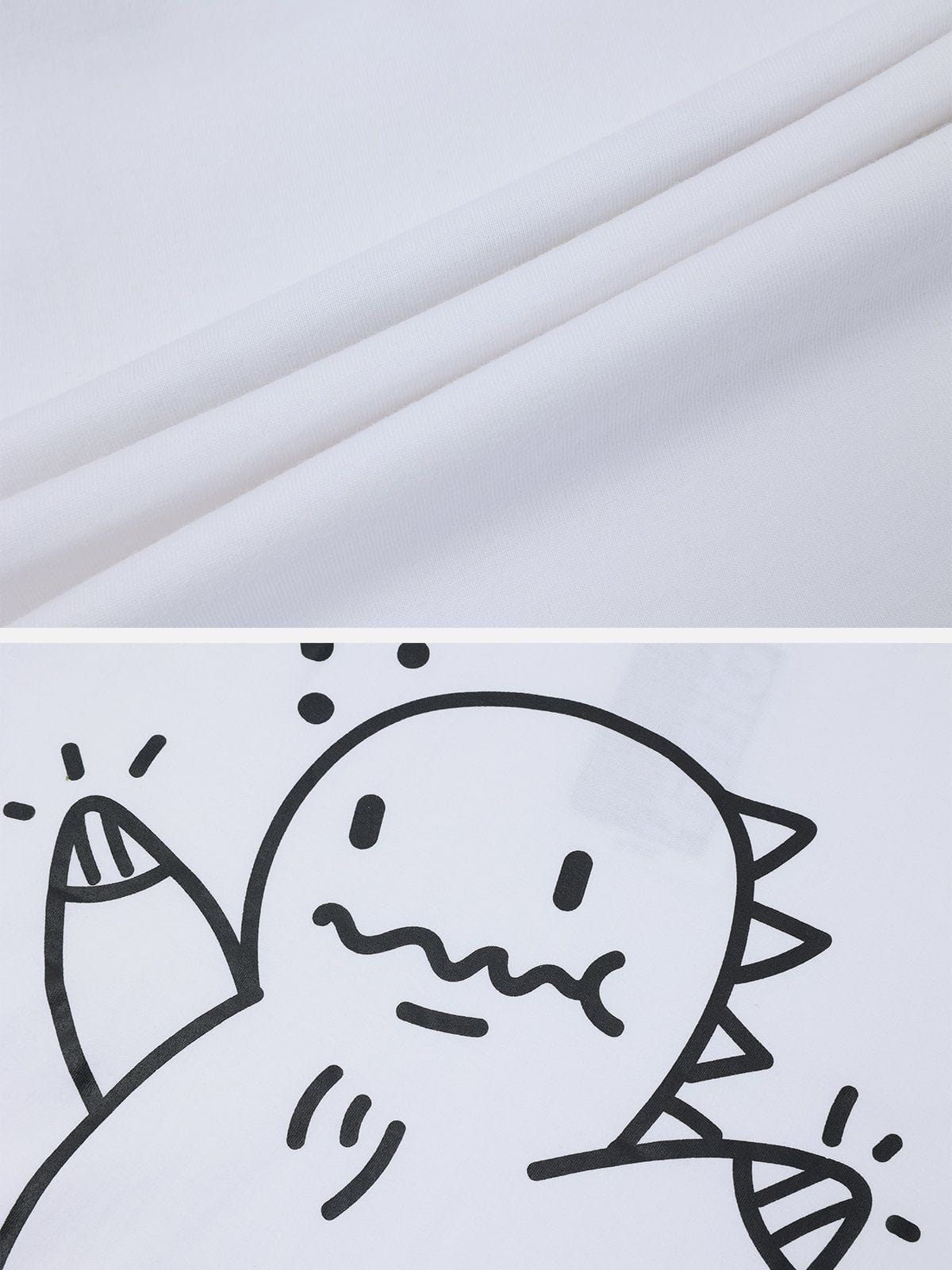 Cartoon Line Dinosaur Print Tee
