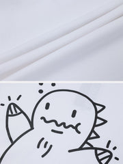 Cartoon Line Dinosaur Print Tee