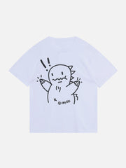 Cartoon Line Dinosaur Print Tee