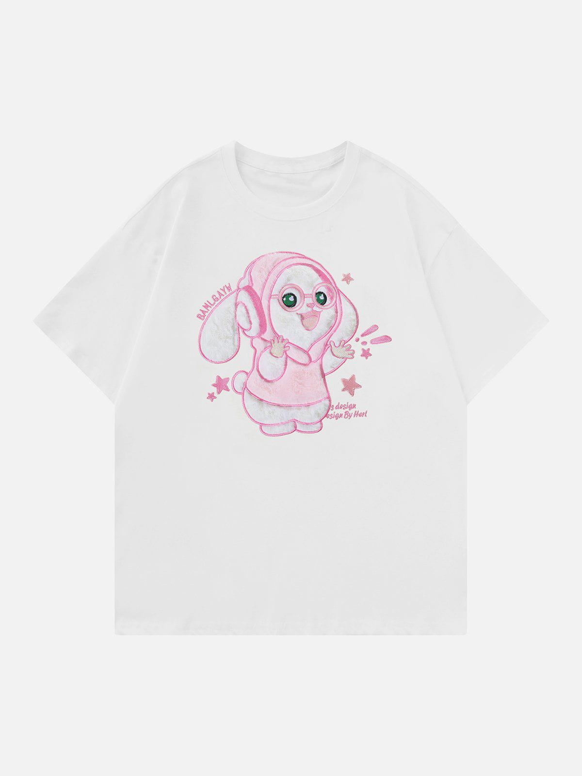 Cartoon Rabbit Embroidery Tee