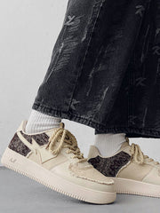 Chaussures en toile patchwork à fleurs de cajou 