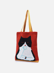 Cat Graphic Knit Bag