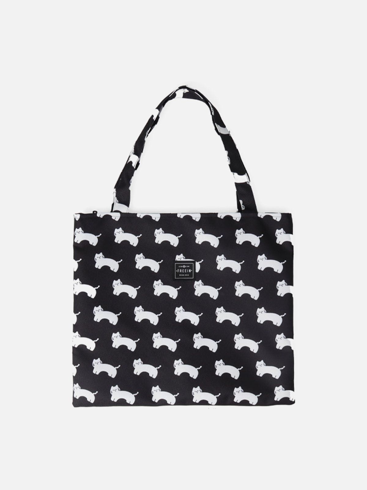 Cat Print Canvas Shoulder Bag Bag