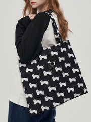 Cat Print Canvas Shoulder Bag Bag