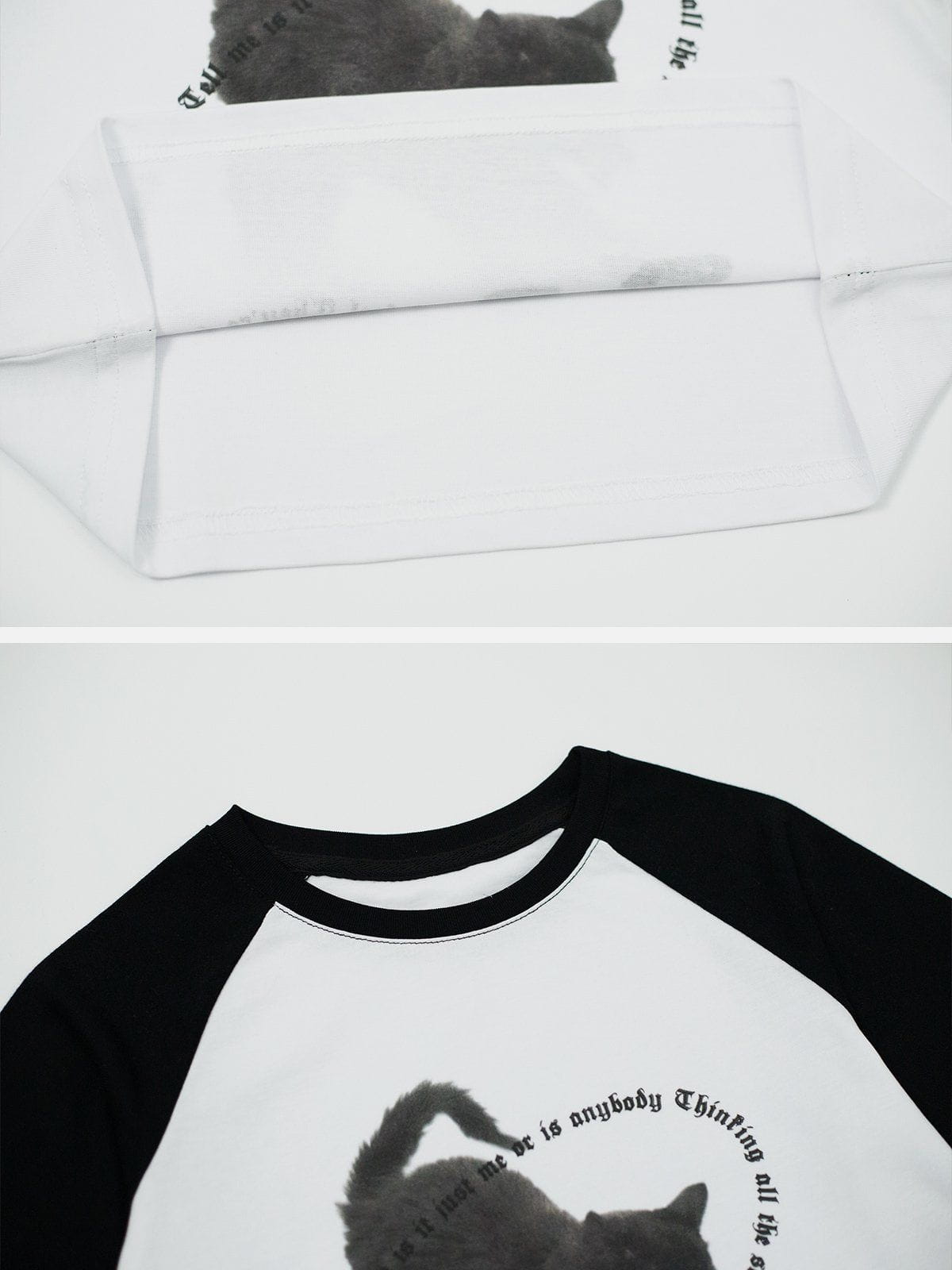 Cat Print Patchwork Tee